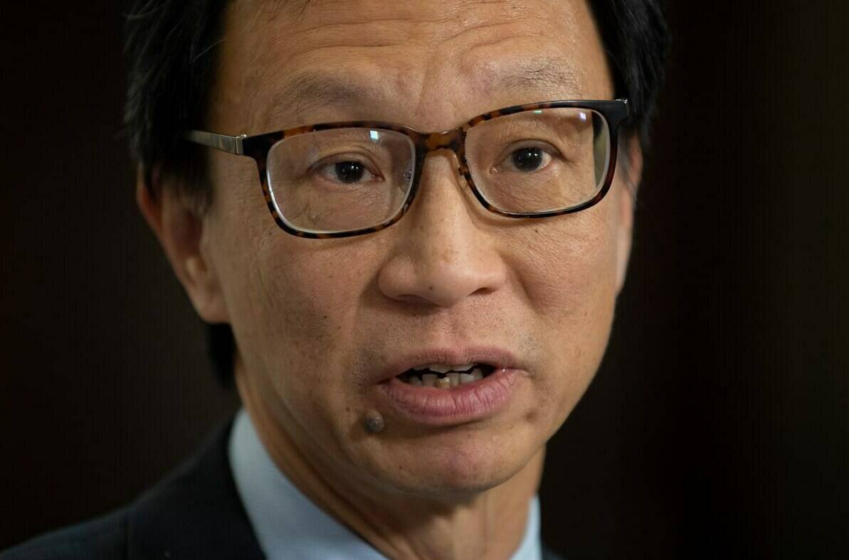 Senator Yuen Pau Woo, facilitator of the Independent Senators Group (ISG) speaks with the media in the foyer of the Senate in Ottawa, Thursday, Nov. 28, 2019. THE CANADIAN PRESS/Adrian Wyld