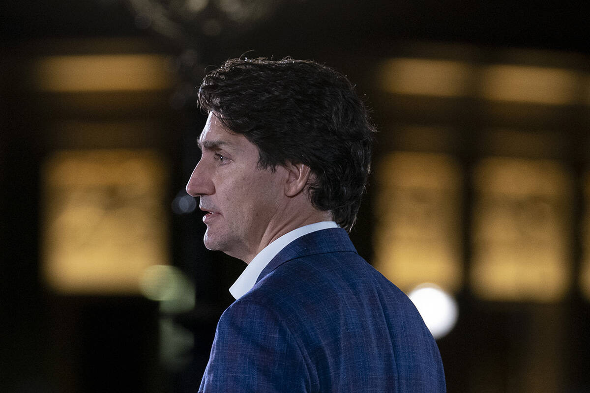 Canadian Prime Minister Justin Trudeau delivers his remarks during a ceremony on Parliament Hill on the eve of the first National Day of Truth and Reconciliation, Wednesday, September 29, 2021 in Ottawa. THE CANADIAN PRESS/Adrian Wyld