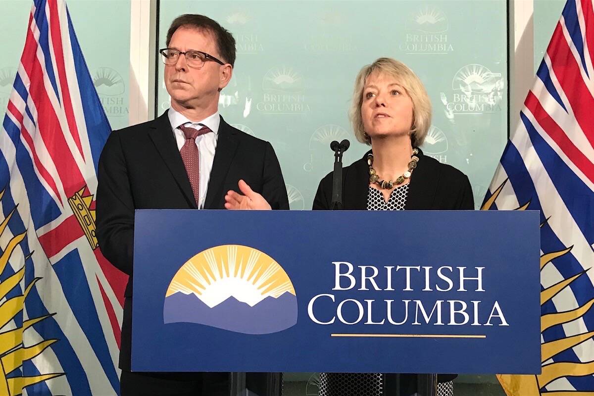 B.C. Health Minister Adrian Dix and provincial health officer Dr. Bonnie Henry. (Courtesy of B.C. government)