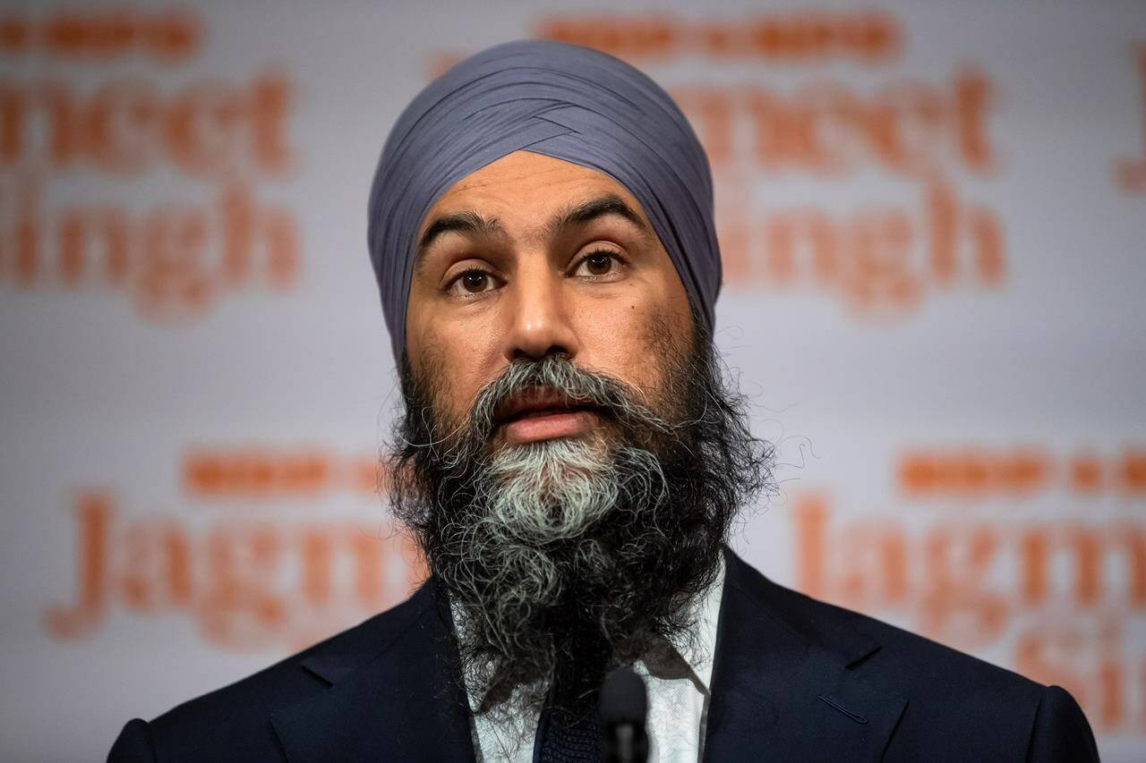 NDP Leader Jagmeet Singh speaks during a post-election news conference in Vancouver, on Tuesday, September 21, 2021. THE CANADIAN PRESS/Darryl Dyck