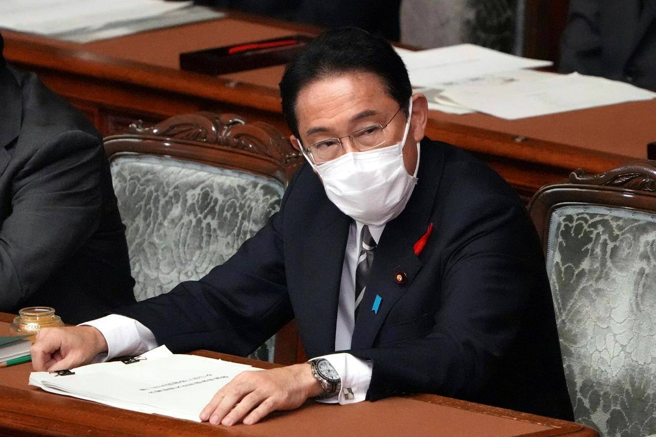 Japanese Prime Minister Fumio Kishida prepares to deliver his first policy speech during an extraordinary Diet session at the lower house of parliament Friday, Oct. 8, 2021, in Tokyo. THE CANADIAN PRESS/AP-Eugene Hoshiko