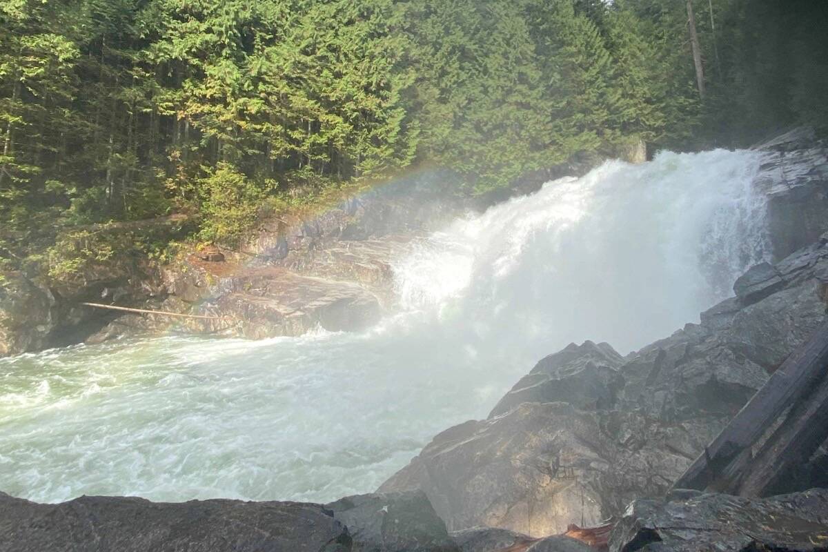 A man slipped into the water above Lower Falls on Monday. (Priyanka Ketkar/The News)