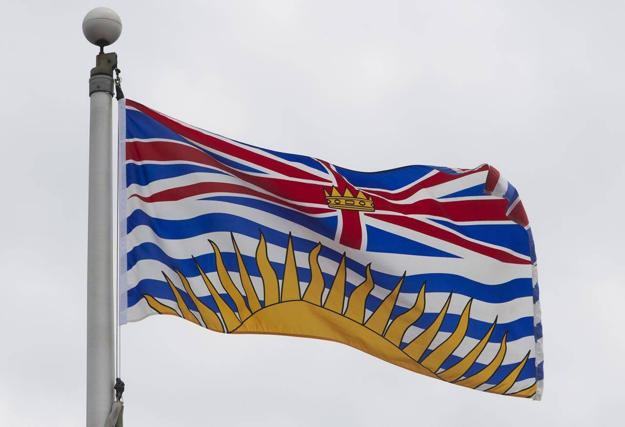 British Columbia’s provincial flag flies on a flagpole in Ottawa, Friday July 3, 2020. THE CANADIAN PRESS/Adrian Wyld