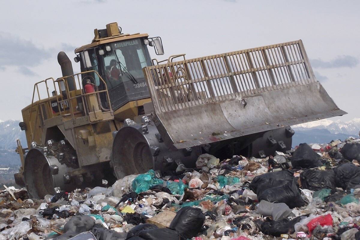 A compactor works at the Vancouver landfill in Delta. (City of Vancouver)