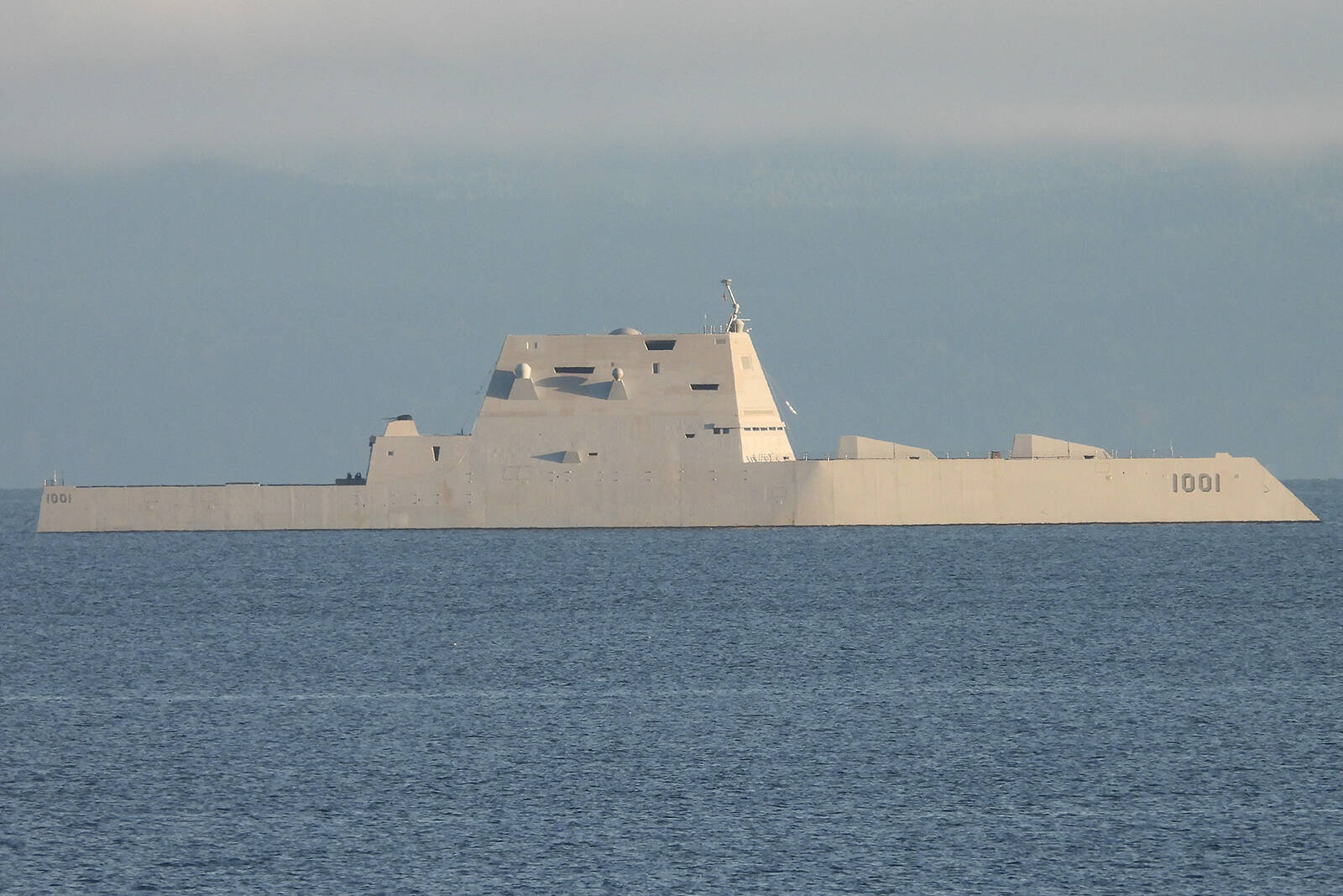 The Zumwalt-class destroyer USS Michael Monsoor was spotted sailing the waters in the Strait of Georgia near Nanaimo on Monday, Oct. 18. (Photo courtesy Tami Mullaly)