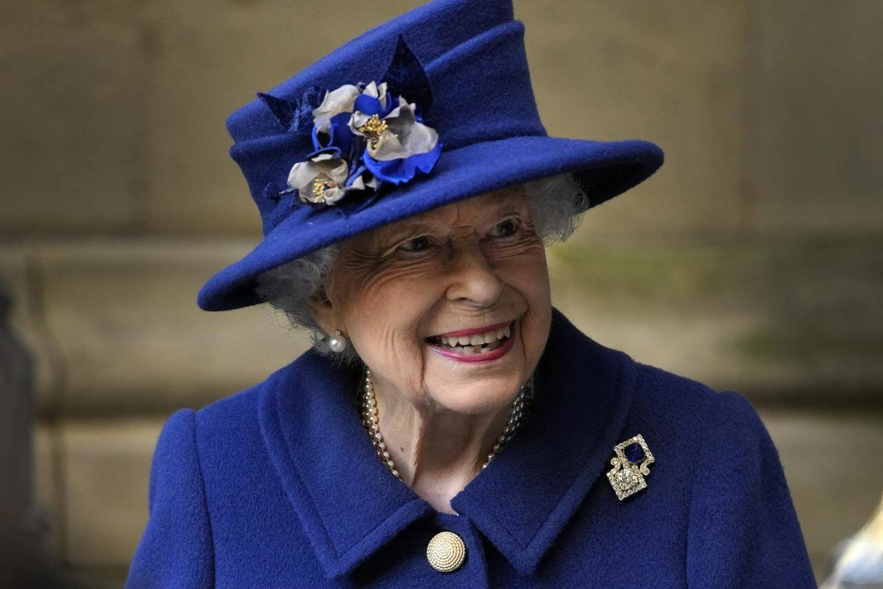 FILE - In this Tuesday, Oct. 12, 2021 file photo, Britain’s Queen Elizabeth II, Patron, leaves after attending a Service of Thanksgiving to mark the Centenary of the Royal British Legion at Westminster Abbey, in London. Queen Elizabeth II is Britain’s longest-lived and longest-reigning monarch. But don’t call her an oldie. The 95-year-old queen has politely declined the honor of being named “Oldie of the Year” by a British magazine. The Oldie magazine on Tuesday Oct. 19, 2021, published the queen’s response to its suggestion. (AP Photo/Frank Augstein, Pool, File)