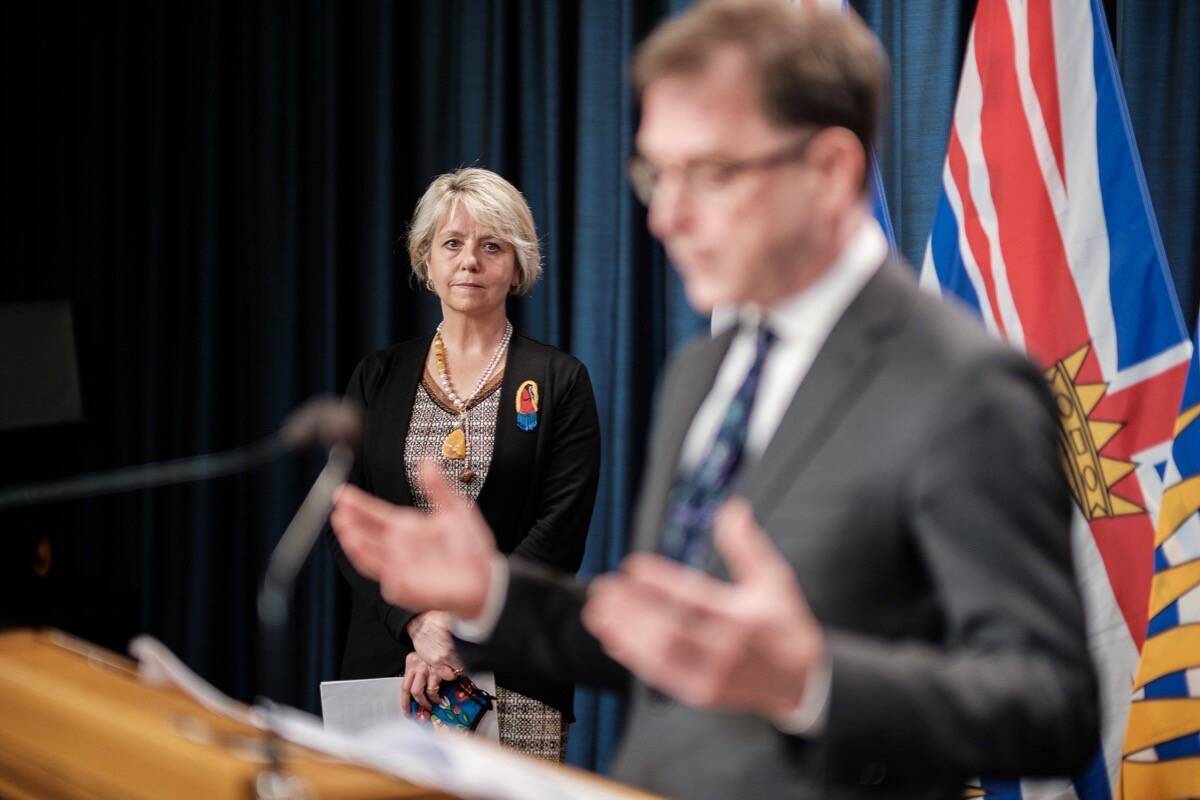 B.C. Health Minister Adrian Dix and provincial health officer Dr. Bonnie Henry update the province’s COVID-19 vaccine program, May 10, 2021. (B.C. government)