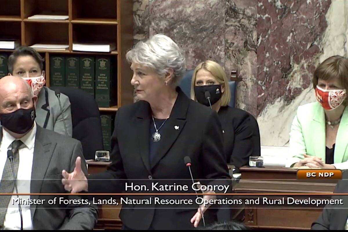 B.C. Forests Minister Katrine Conroy is leading an overhaul of the B.C.’s Crown forest management. (Hansard TV)