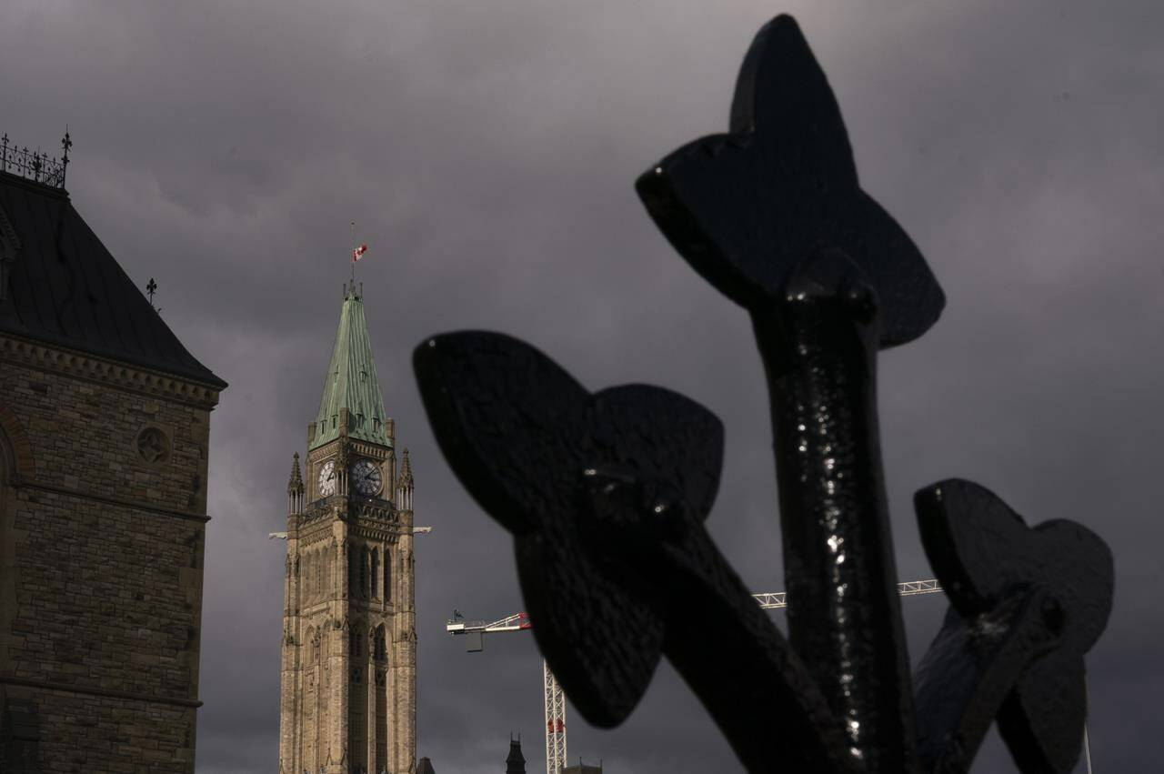 The Peace tower is seen in Ottawa, on Monday, Oct. 18. 2021. Conservatives say they disagree with a committee of federal representatives deciding who is allowed to enter the House of Commons based on their vaccination status against COVID-19. THE CANADIAN PRESS/Adrian Wyld