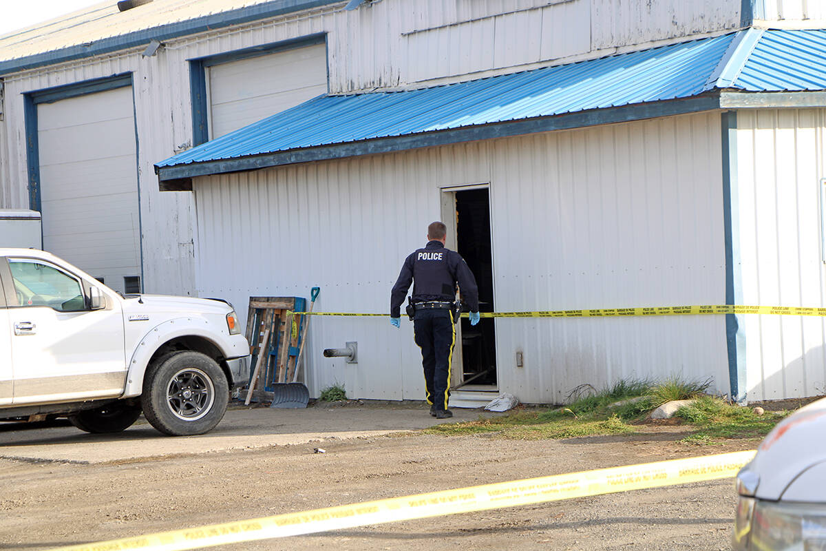 100 Mile House RCMP and members of the North District Major Crime Unit are investigating a homicide on Exeter Station Road on Wednesday, Oct. 20. (Patrick Davies photo - 100 Mile Free Press)