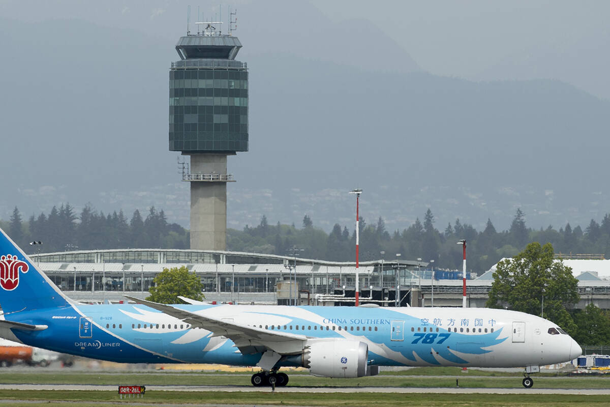 FILE – A 787 Dreamliner is seen taking off from Vancouver International Airport in Richmond, B.C., Monday, May 13, 2019. THE CANADIAN PRESS/Jonathan Hayward
