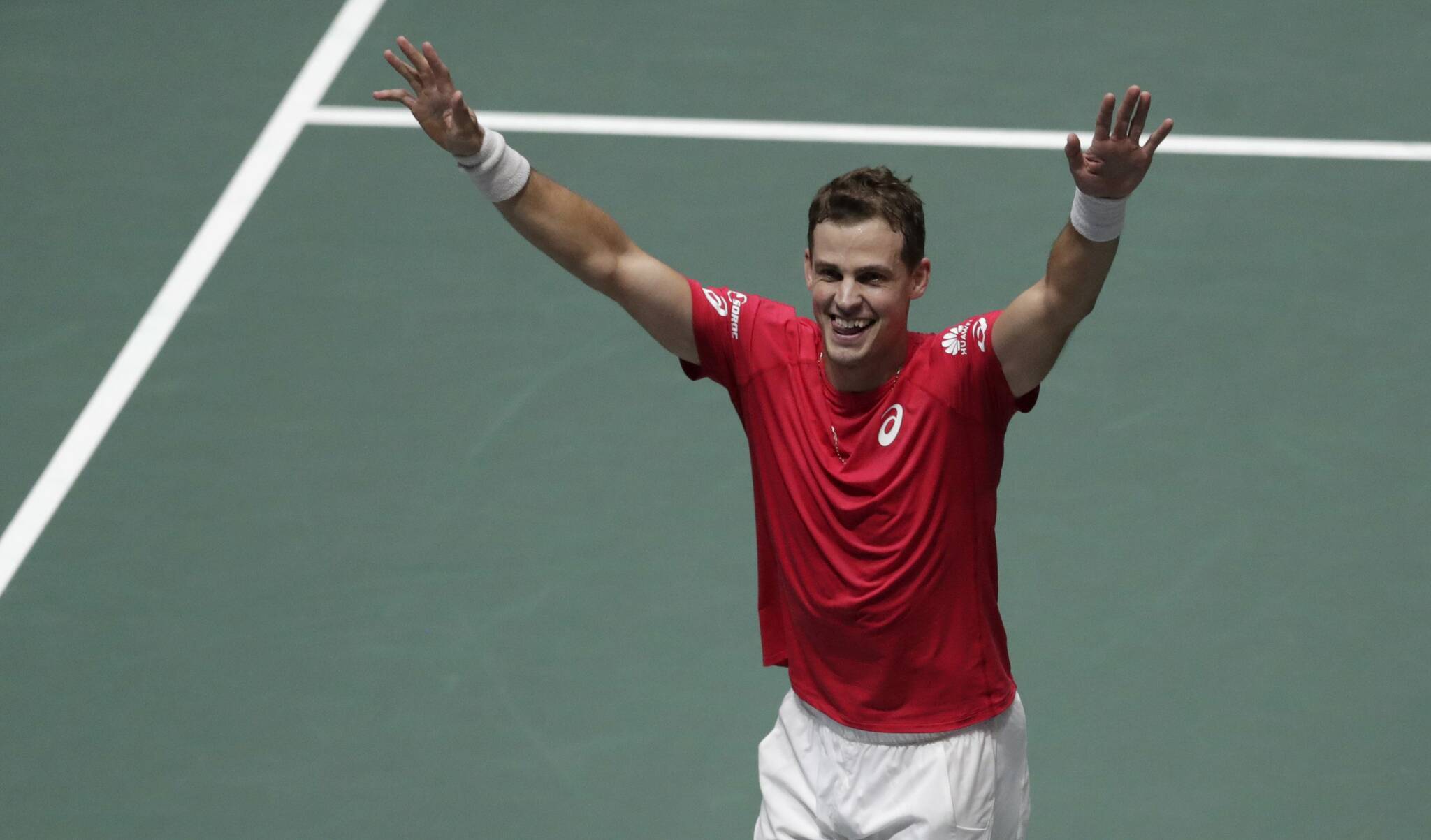 Vernon’s Vasek Pospisil has been named to the Canadian team that will represent the country at the Davis Cup Championships in Spain in November. It’s the 21st time Pospisil has represented Canada in Davis Cup competition. (AP Photo/Bernat Armangue)