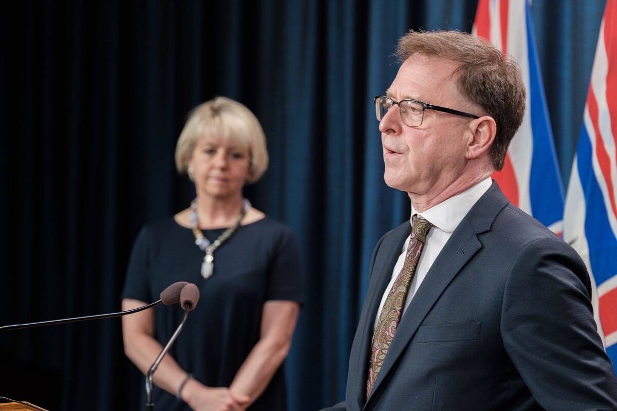 B.C. Health Minister Adrian Dix and provincial health officer Dr. Bonnie Henry update the COVID-19 pandemic situation at the B.C. legislature, May 17, 2021. (B.C. government photo)