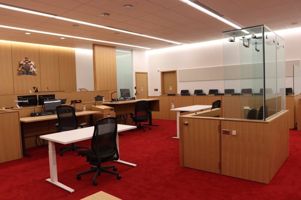 A courtroom in the Abbotsford Law Courts. (B.C. government photo)