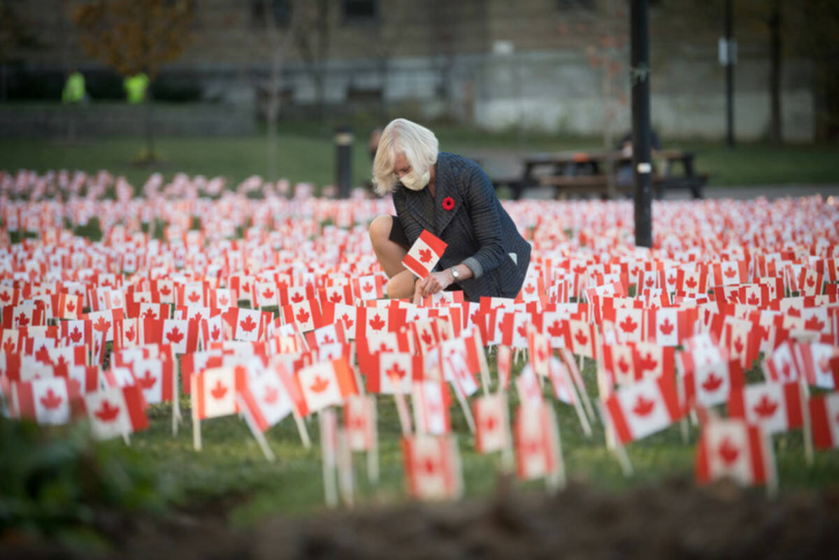 A previous edition of Operation Raise a Flag is seen. Canadians across the country are once again invited to buy a flag to be planted outside the Sunnybrook Veterans Centre in Toronto this Remembrance Day. (Sunnybrook Health Sciences Centre)