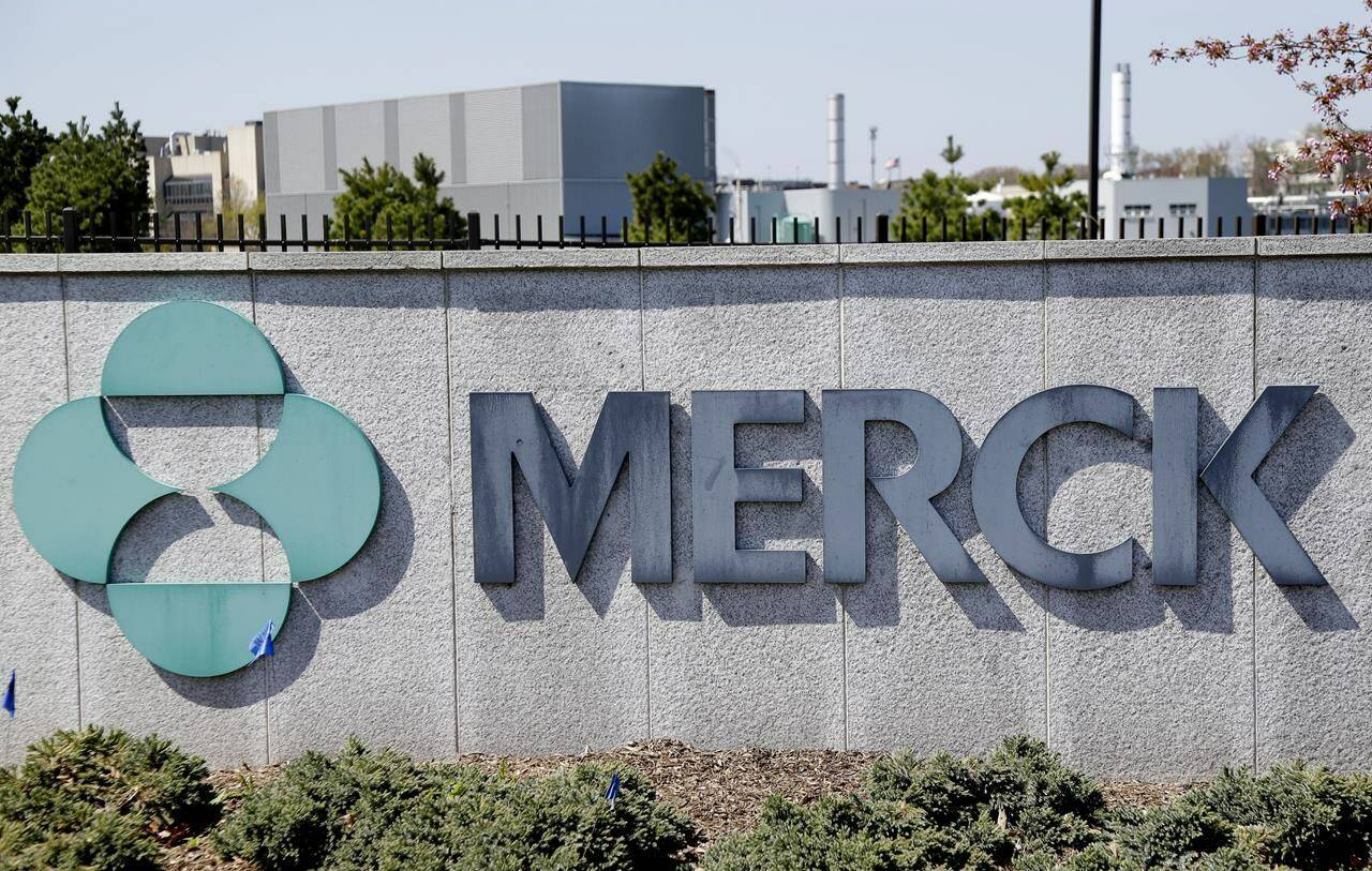 FILE - The Merck corporate headquarters in Kenilworth, N.J. on May 1, 2018. Britain has granted a conditional authorization to Merck’s coronavirus antiviral, the first pill shown to successfully treat COVID-19. It is the first country to OK the treatment, although it was not immediately clear how quickly the pill would be available. (AP Photo/Seth Wenig, File)