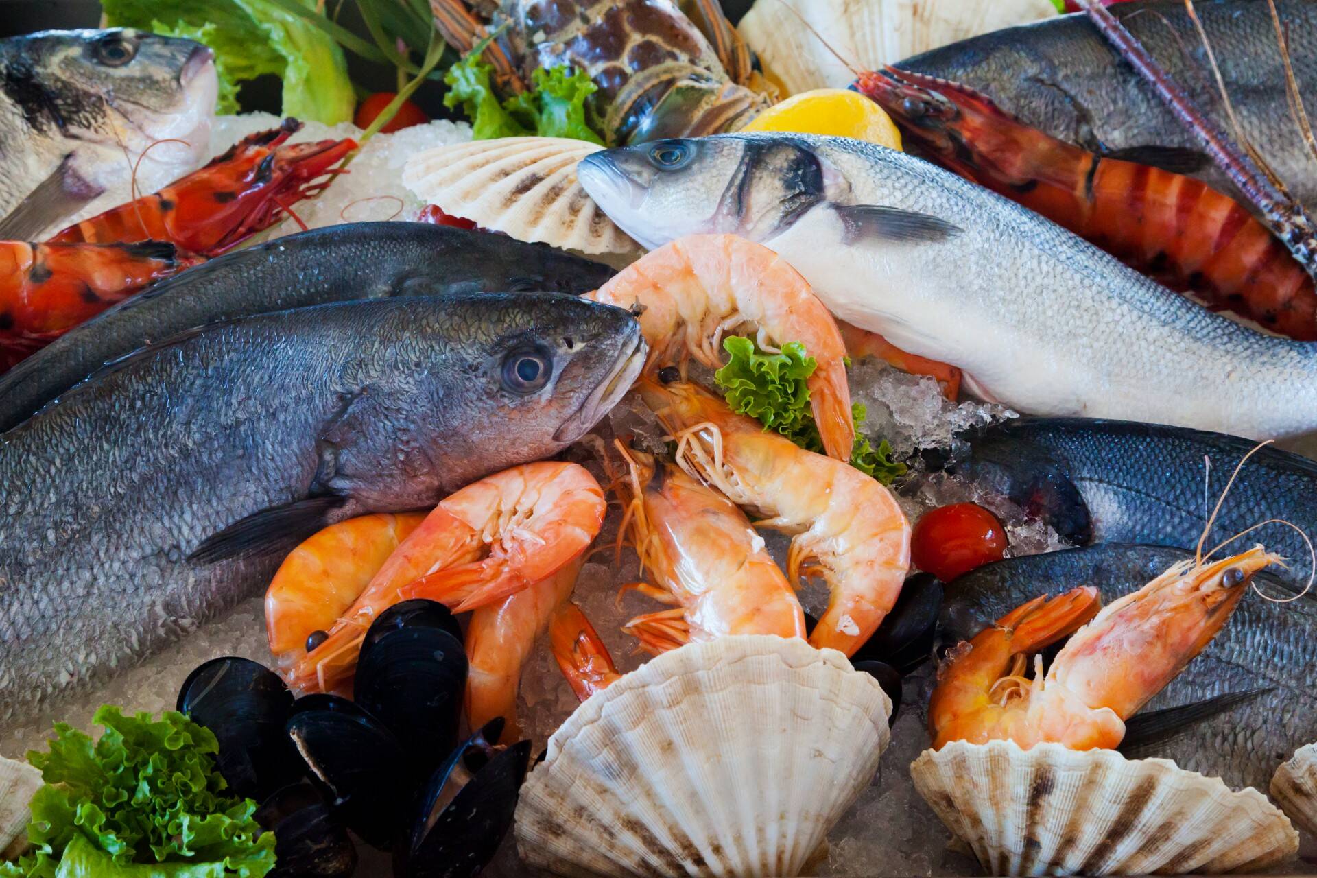 An array of seafood. Public domain image.