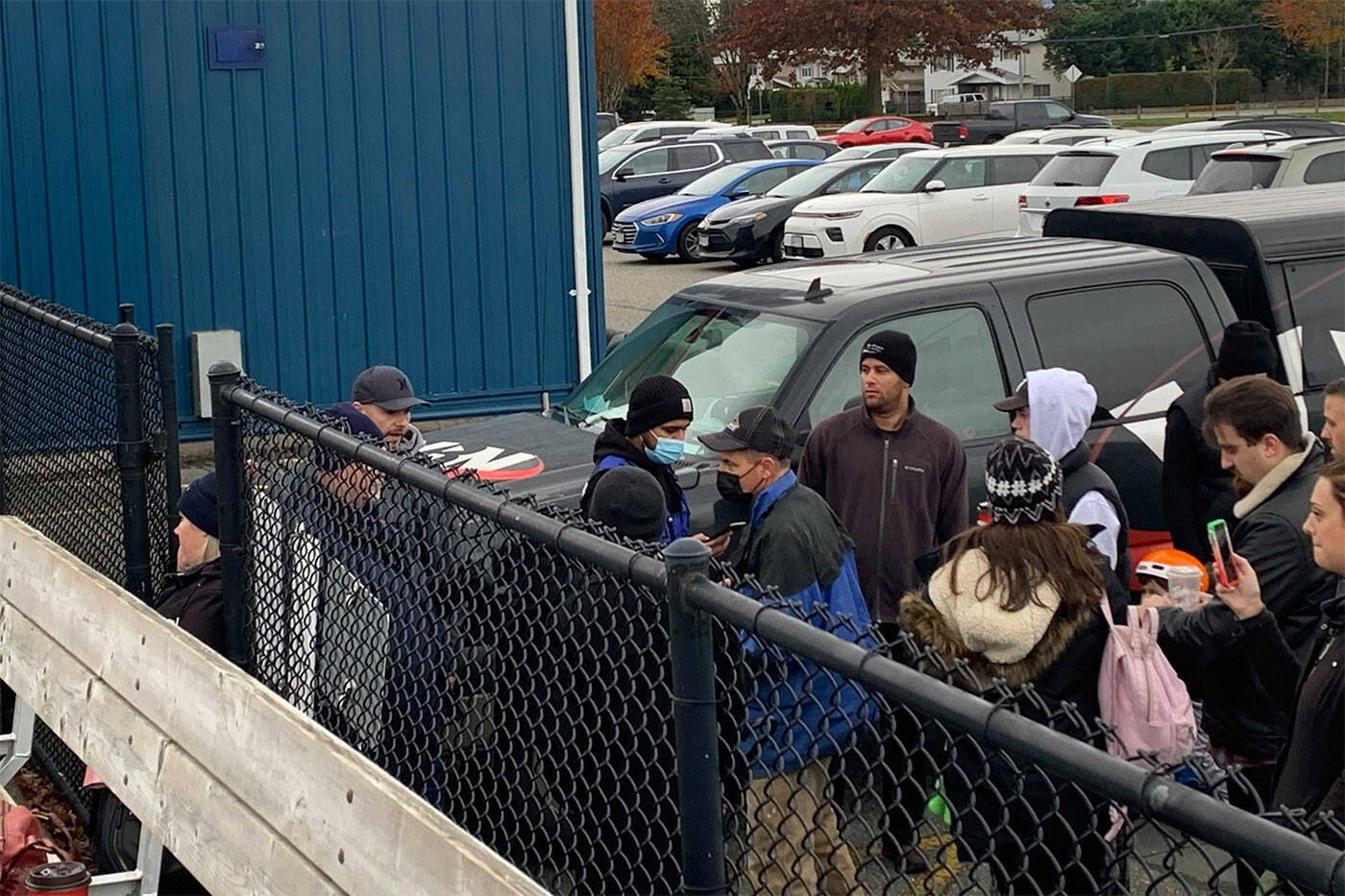 A small group of anti-vaxxers refused to show their vaccination status and got past security and into a Chilliwack Giants football game at Townsend Park on Saturday, Nov. 6, 2021. (Submitted)