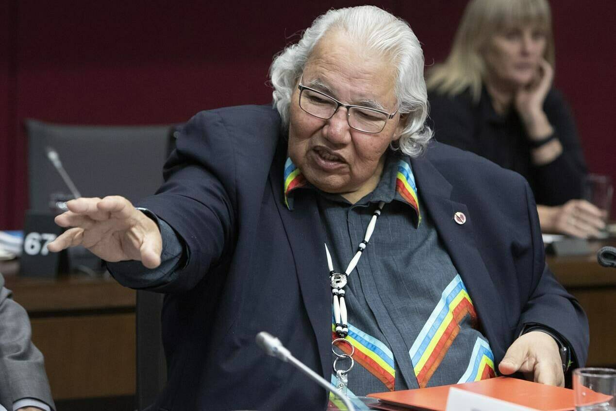 Senator Murray Sinclair prepares to appear before the Senate Committee on Aboriginal Peoples in Ottawa on Tuesday, May 28, 2019. Former Truth and Reconciliation Commission of Canada chair Murray Sinclair will aide talks between Ottawa and child-welfare advocates in hope of securing an agreement to compensate First Nations children. THE CANADIAN PRESS/Fred Chartrand