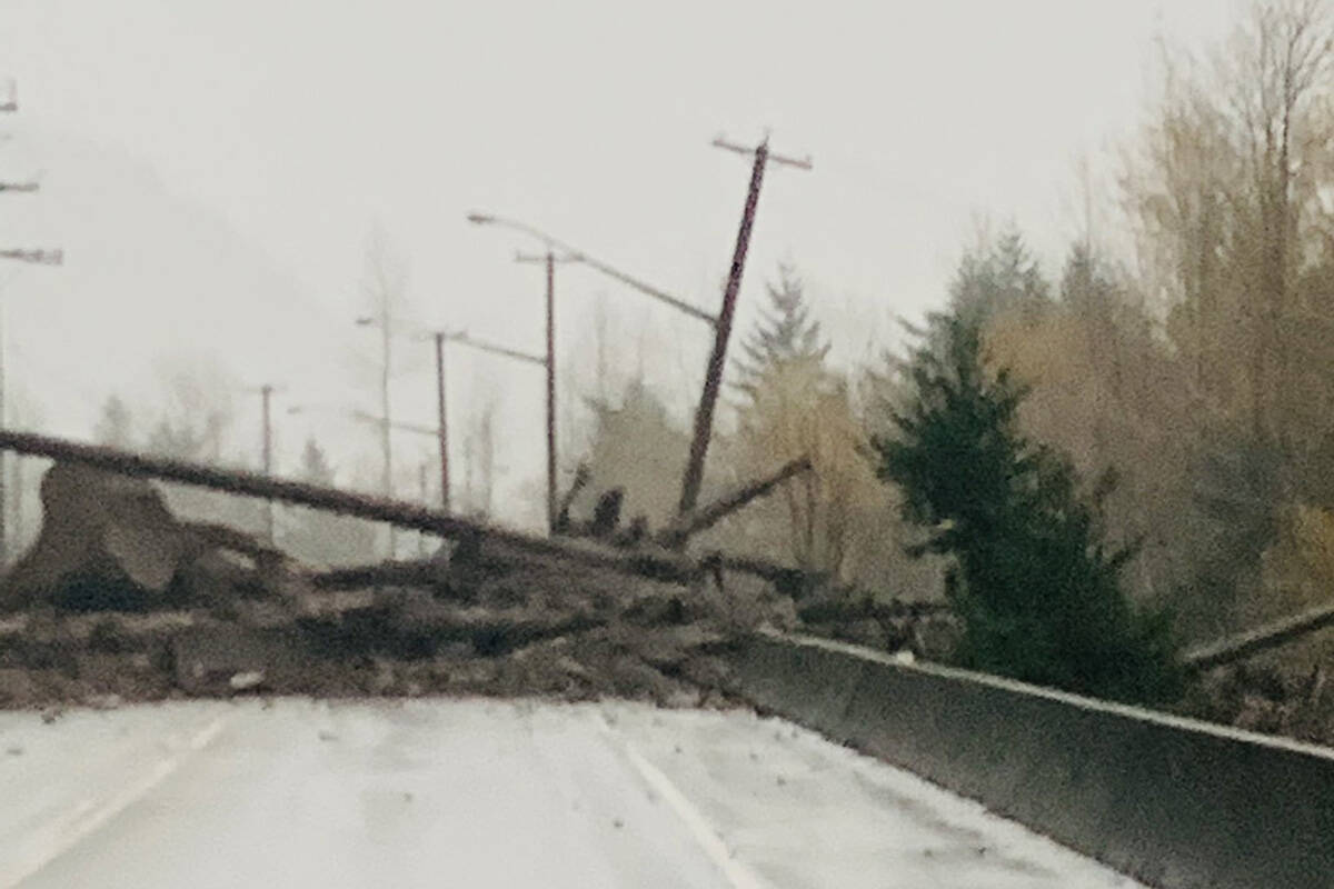 A landslide has closed Highway 7 near Agassiz. (cree_mom/Twitter)
