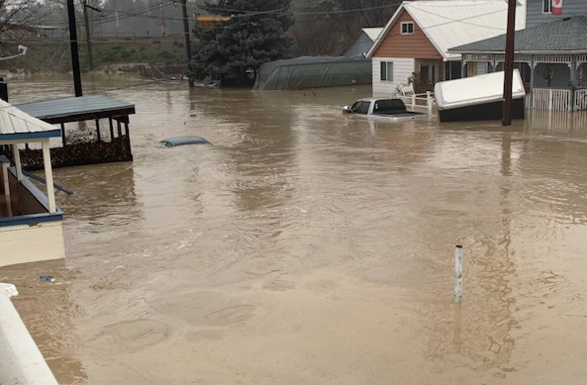 Cars remain underwater on Fenchurch Avenue in Princeton. Photo Andrea DeMeer.