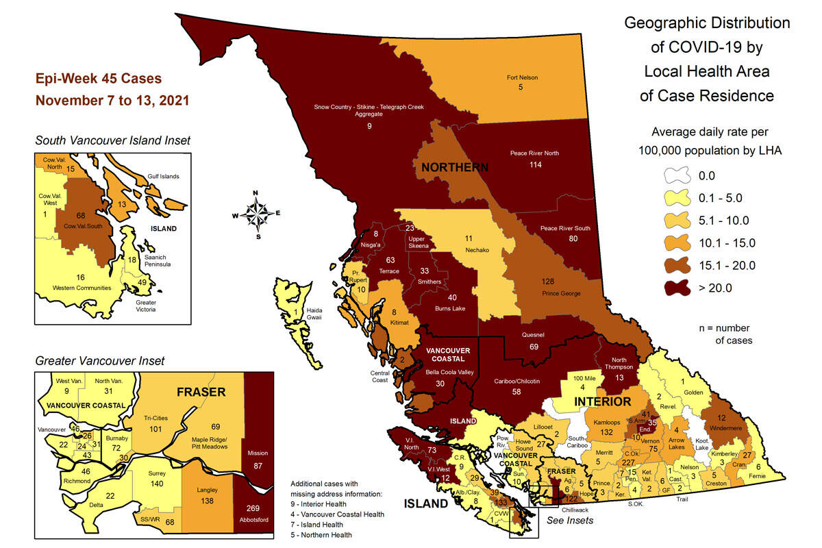 Northern Health continues to report high amounts of COVID-19 throughout the region. (BC Centre for Disease Control)