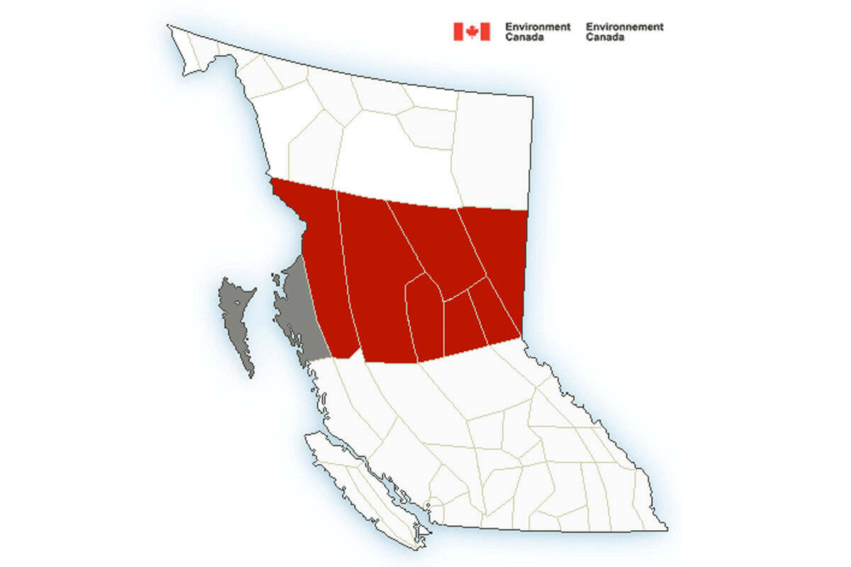 Environment Canada issued warnings and special weather statements for B.C.’s north coast. (Environment Canada photo)