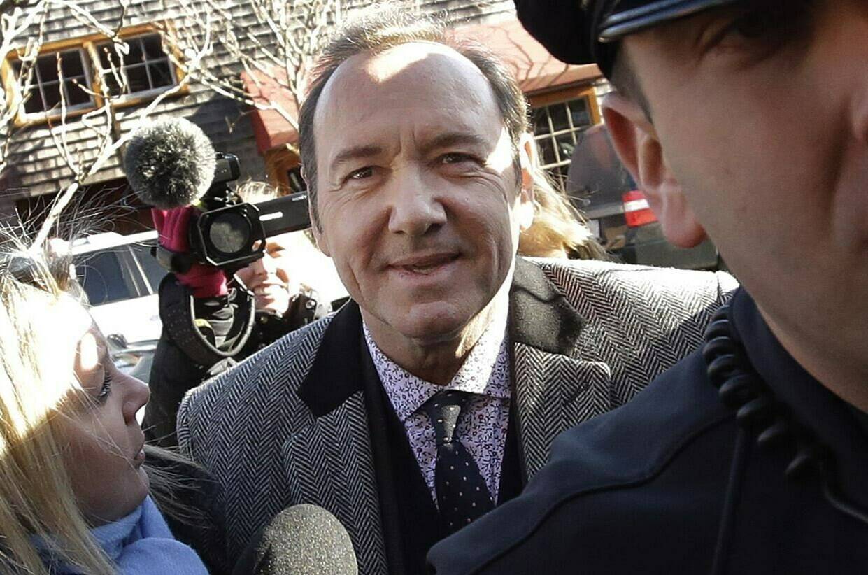 FILE - Actor Kevin Spacey arrives at district court on Monday, Jan. 7, 2019, in Nantucket, Mass., to be arraigned on a charge of indecent assault and battery. Kevin Spacey and his production companies must pay the studio behind “House of Cards” more than $30 million because of losses due to his firing from the show for sexual misconduct. That’s according to an arbitration decision issued Monday, Nov. 22, 2021 (AP Photo/Steven Senne, File)