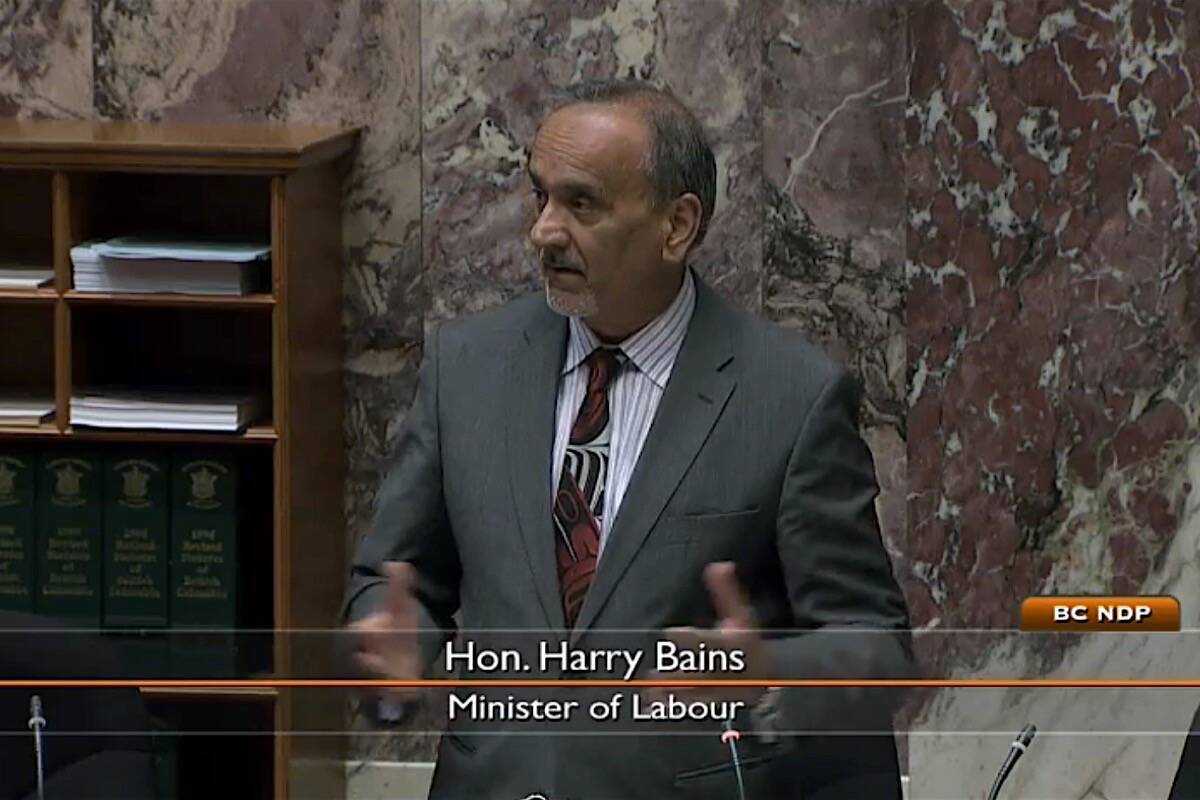 B.C. Labour Minister Harry Bains. (Hansard TV)