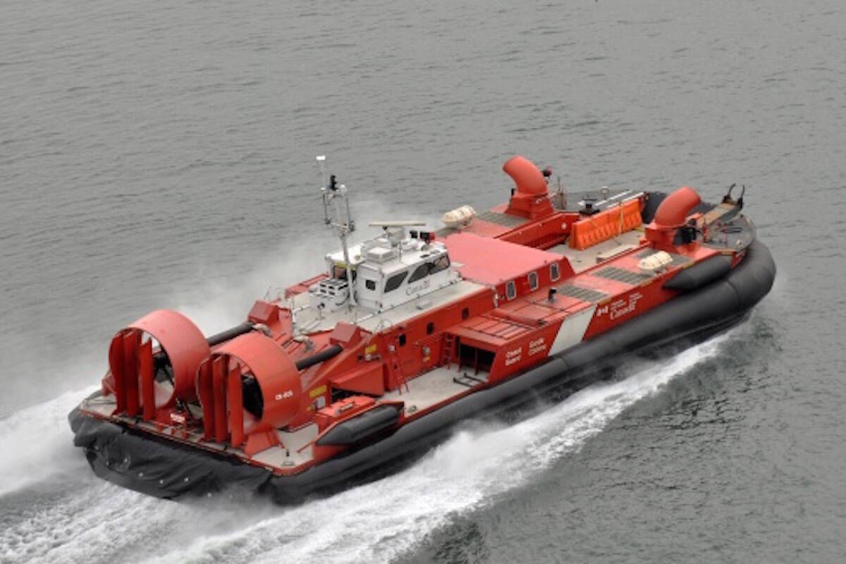 Canadian Coast Guard hovercraft Siyay was involved in a collision with a moored sailboat in Ganges Harbour off Salt Spring Island on Monday night. (Photo courtesy of the Canadian Coast Guard/Government of Canada)