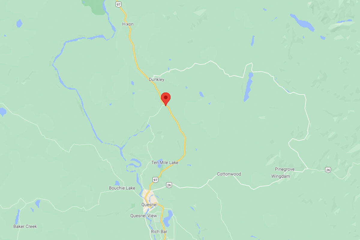 Drive BC has reported a vehicle incident north of Quesnel, near Olson Road. (Google Maps)