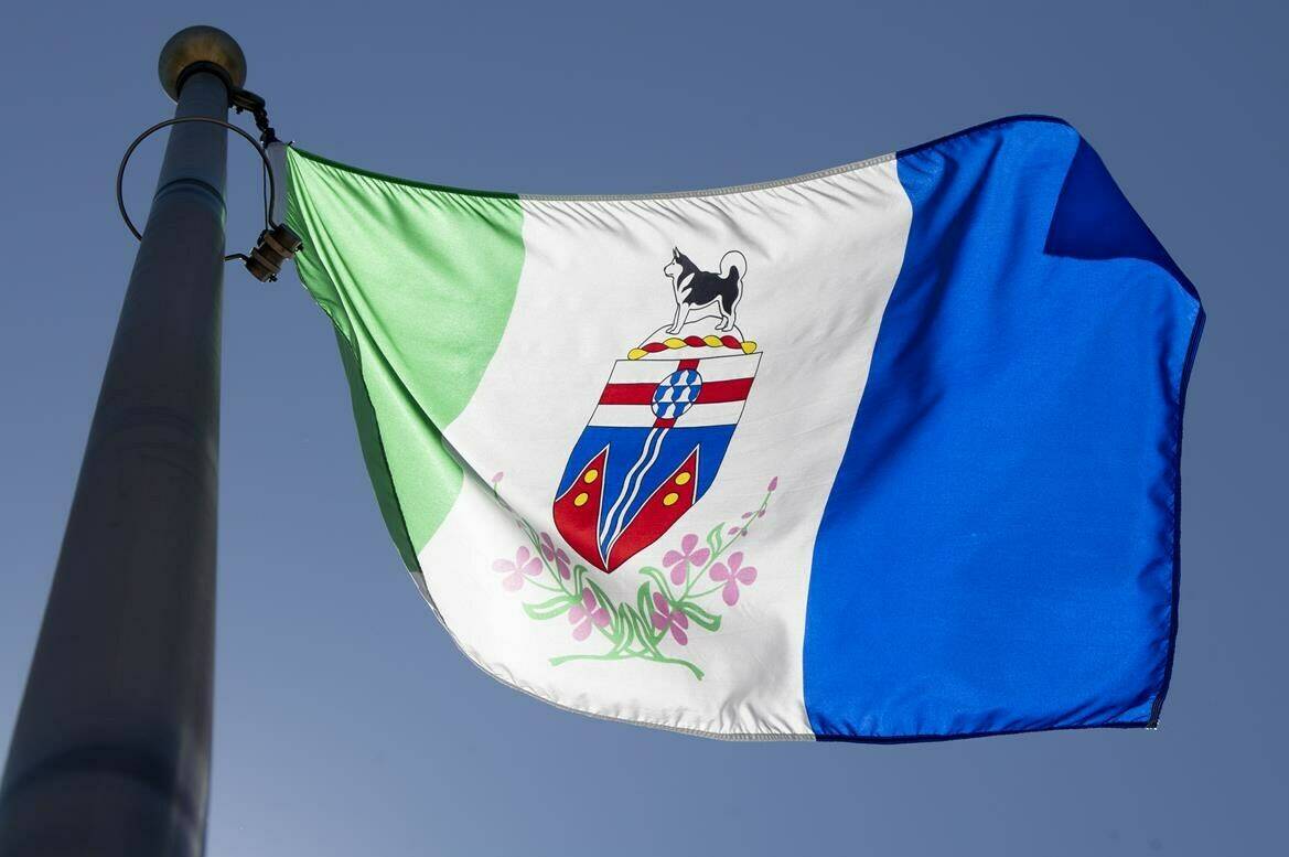 The Yukon provincial flag flies on a flag pole in Ottawa, Monday July 6, 2020. THE CANADIAN PRESS/Adrian Wyld