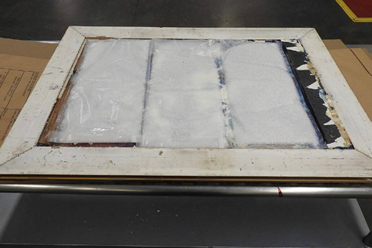 A collaboration between Canadian, American and Australian law enforcement saw seizure of 4.1 kilograms of methamphetamine, hidden in a painting. (B.C. RCMP photo)