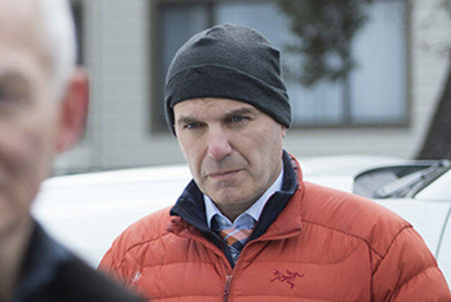 Nathan Cullen, right, looks on as Wet’suwet’en hereditary leader Chief Woos, also known as Frank Alec, Minister of Crown-Indigenous Relation, Carolyn Bennett and B.C. Indigenous Relations Minister Scott Fraser address the media in Smithers, B.C., Sunday, March 1, 2020. THE CANADIAN PRESS/Jonathan Hayward