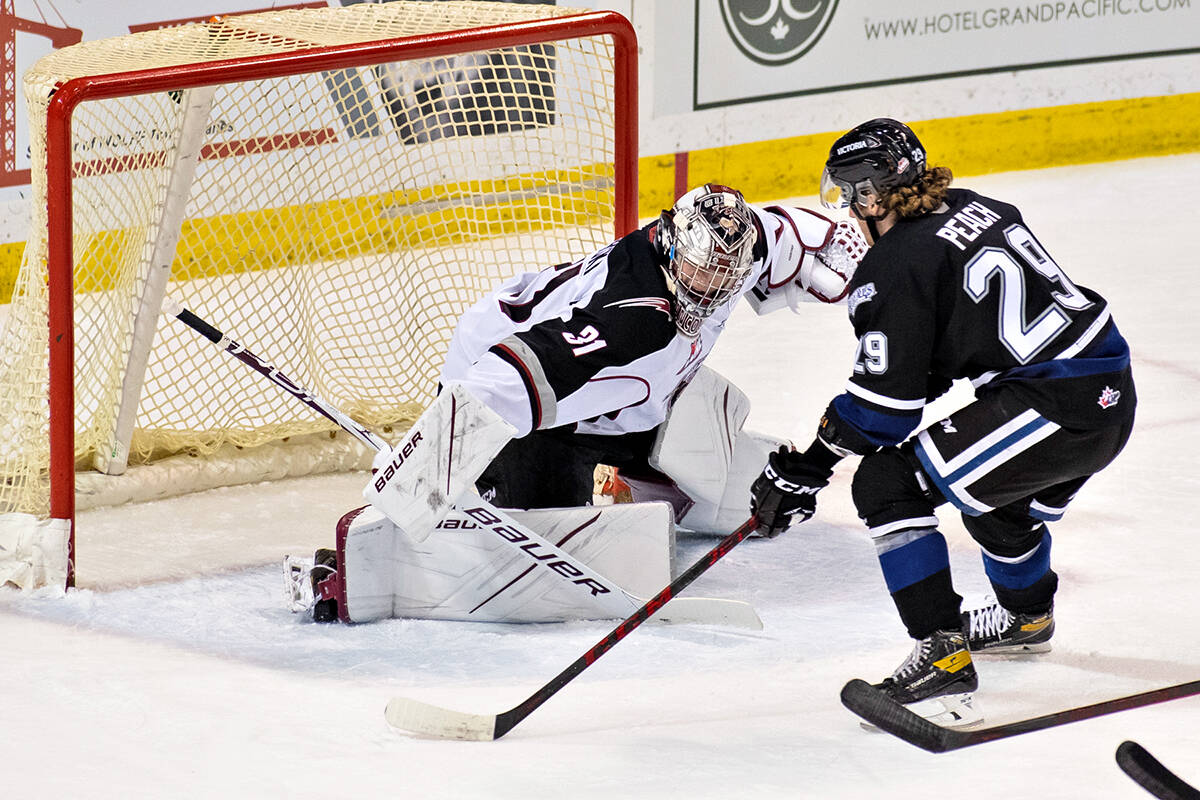Saturday night, Dec. 11, in Victoria the Vancouver Giants fell 5-2 to the Victoria Royals. The goals came from Justin Lies and Ethan Semeniuk and Will Gurski made 36 saves. (Jay Wallace/Special to Langley Advance Times)