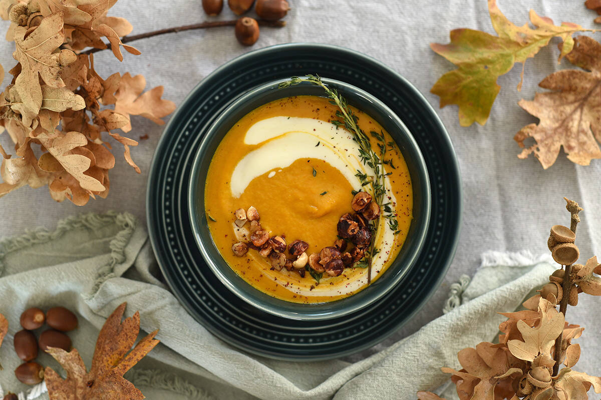 September 9, 2021 -Fall food with Ellie Short. Carrot and golden beet soup  Don Denton photograph