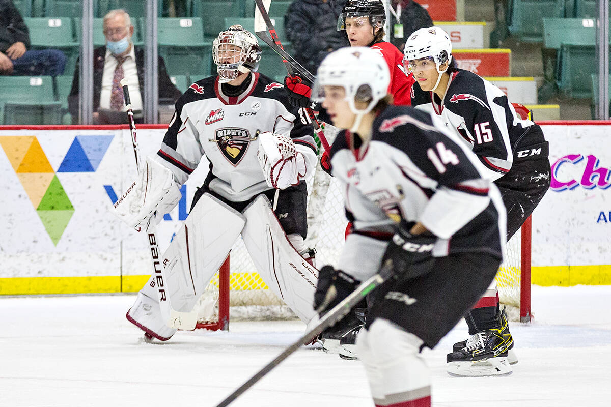 Vancouver Giants Justin Lies, Cole Shepard and Ty Halaburda all found the back of the net in a 5-3 loss suffered Tuesday , Dec. 14 in Prince George. (James Doyle/Special to Langley Advance Times)