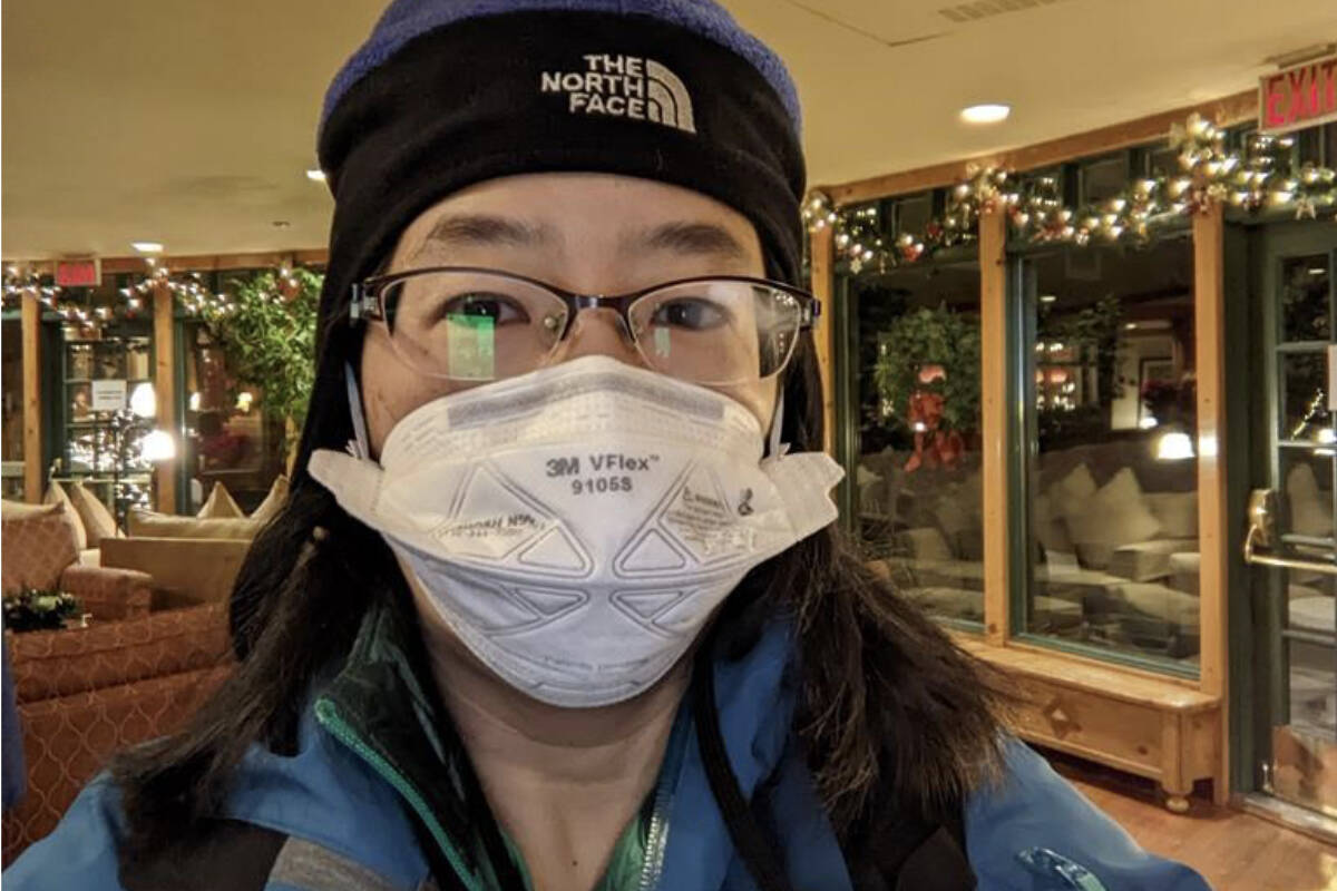 Virginia Tech engineering professor Linsey Marr, who studies viruses in the air, is seen in an undated handout photo in Lake Louise, Alberta. Experts are calling for respirators, such as N95s, to become the new masking standard to curb the spread of the Omicron variant of the novel coronavirus. THE CANADIAN PRESS/HO-Linsey Marr, *MANDATORY CREDIT*