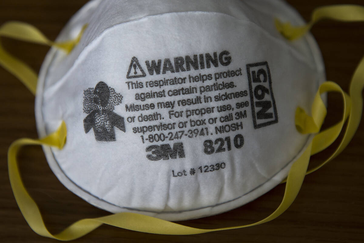 An N95 respirator for industrial protection from particles and droplets. Provincial health officer Dr. Bonnie Henry advises that cloth masks, preferably with three layers, are sufficient for school and in retail stores. THE CANADIAN PRESS/Nathan Denette