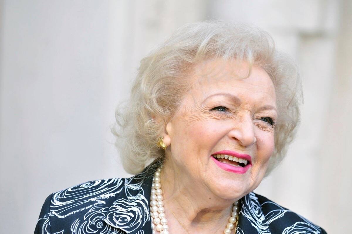 Betty White at age 96 ahead of the PBS documentary Betty White: First Lady of Television. White died Dec. 31, and fans hope to flood animal rescue centres with cash on what would have been her 100th birthday, Jan. 17. (File photo by THE ASSOCIATED PRESS)