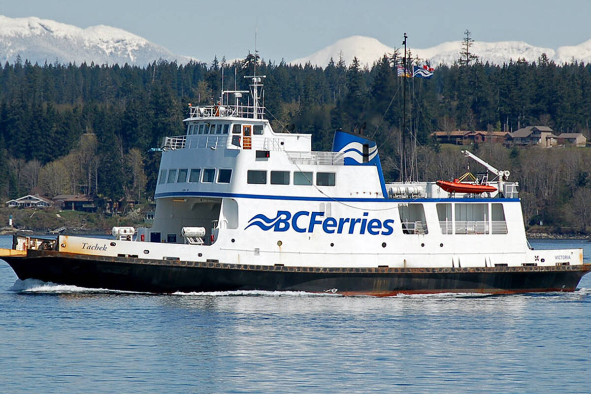 MV Tachek was holding in dock as a result of adverse weather conditions this morning. BC Ferries photo