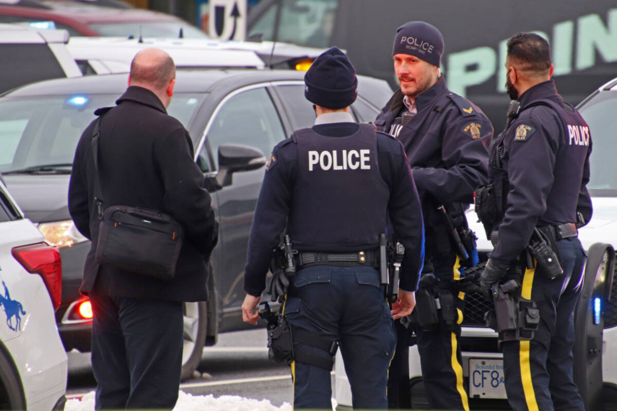 Police and emergency crews are on scene of a shooting on Friday afternoon in Walnut Grove. (Shane MacKichan/Special to the Langley Advance Times)