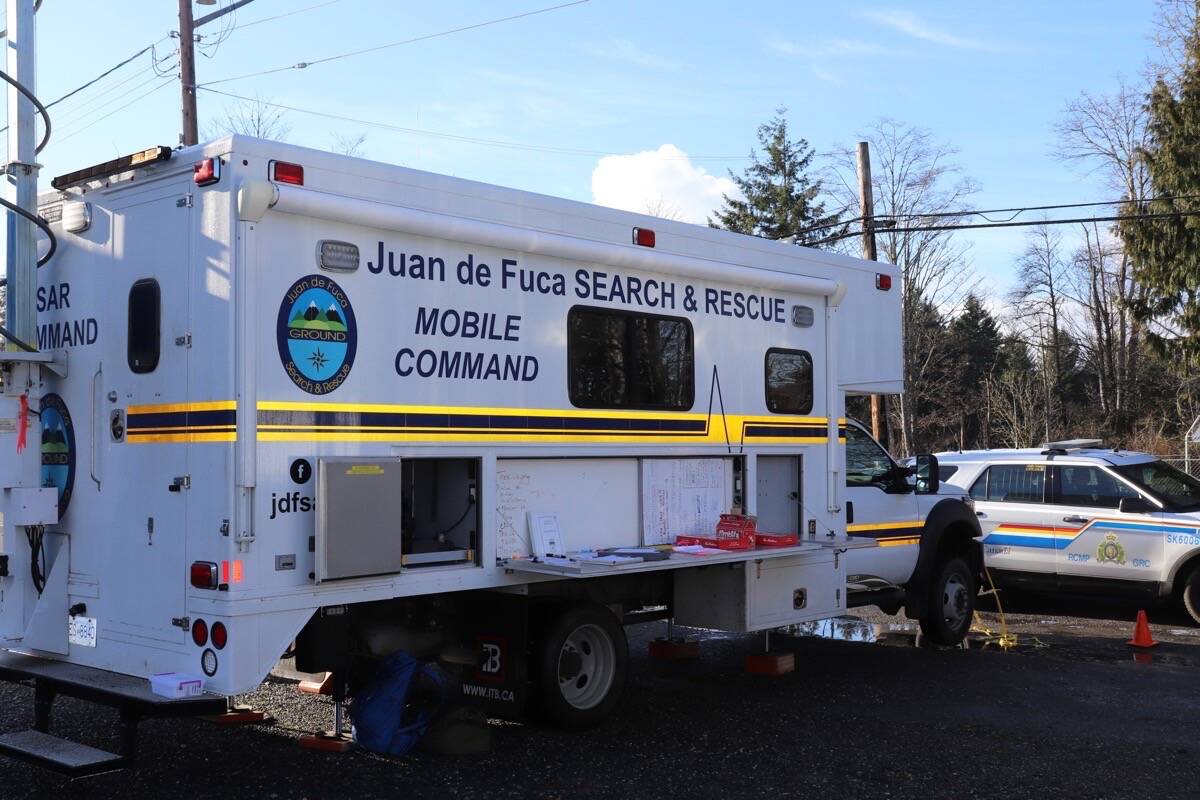 Juan de Fuca Search and Rescue services continued the search for a missing Sooke man on Monday morning. (Tim Collins - Sooke News Mirror)