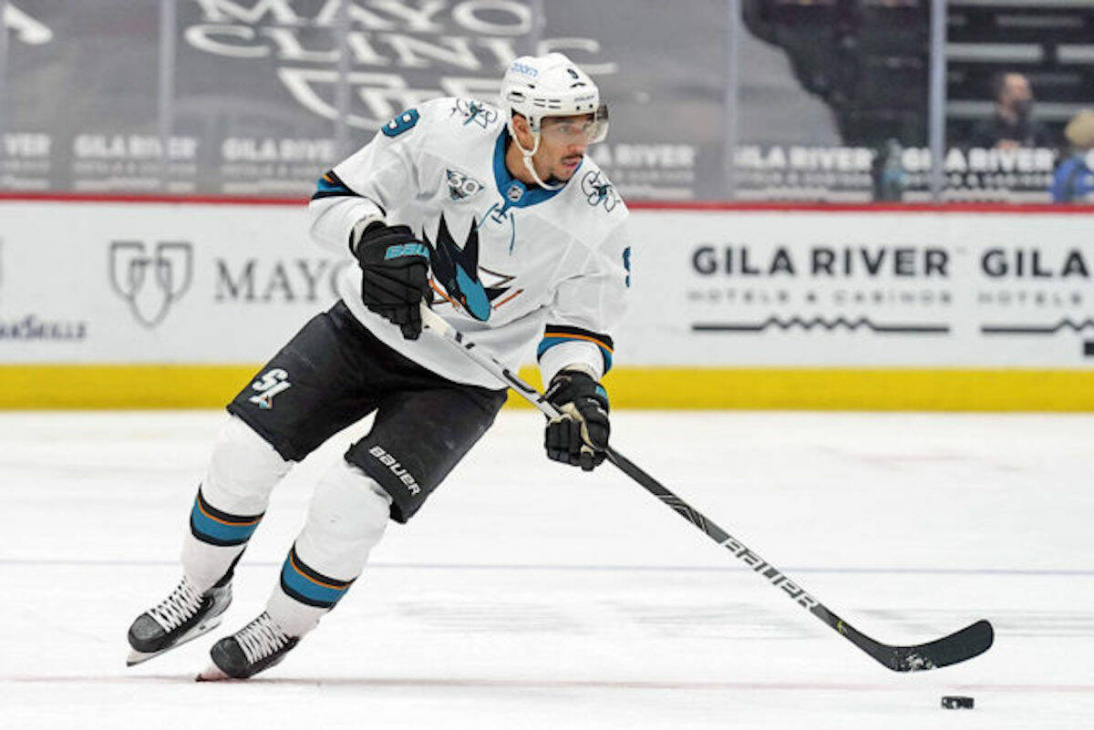 San Jose Sharks left wing Evander Kane, seen during a regular season game against the Arizona Coyotes. The NHL team has placed the former Vancouver Giant on unconditional waivers with intent to terminate his contract. (AP Photo/Rick Scuteri, File)