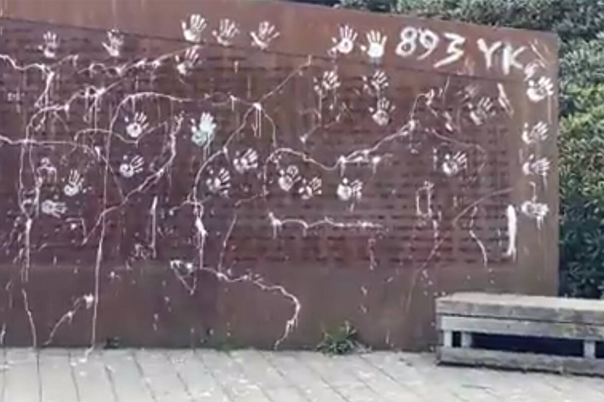The Komagata Maru memorial was vandalized on Sunday, Aug. 22, 2021. (Jindi Singh/Twitter)
