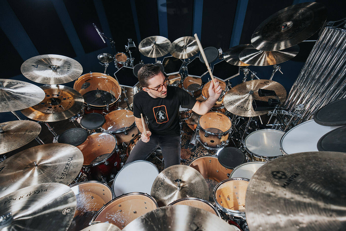 Chilliwack drummer Brandon Toews put together a 24-minute video where he plays every single Rush song released in chronological order. Here he is with his drum setup. (Laura Scotten/ Drumeo)