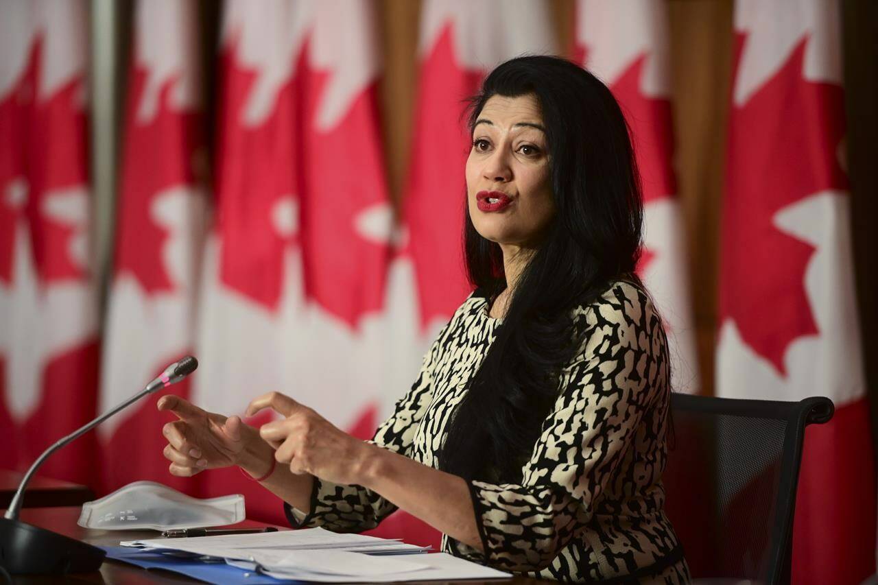 Dr. Supriya Sharma, chief medical adviser at Health Canada, holds a press conference in Ottawa on Friday, Feb. 26, 2021, to provide an update on the COVID-19 pandemic and vaccine rollout in Canada. THE CANADIAN PRESS/Sean Kilpatrick