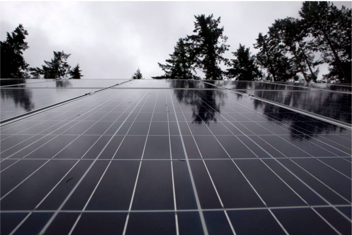 Solar panels can be seen on the school grounds on Lasqueti Island, B.C. THE CANADIAN PRESS/Chad Hipolito