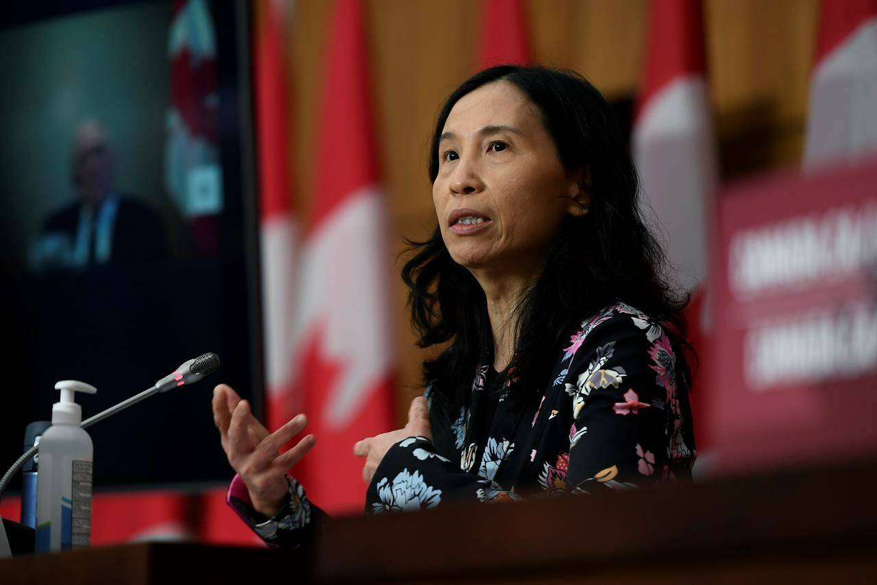 Chief public health officer of Canada Dr. Theresa Tam speaks during a news conference on the COVID-19 pandemic in Ottawa on Dec. 22, 2020. Tam appeared Tuesday at the House of Commons health committee to answer questions from MPs on the COVID-19 situation in Canada. THE CANADIAN PRESS/Justin Tang