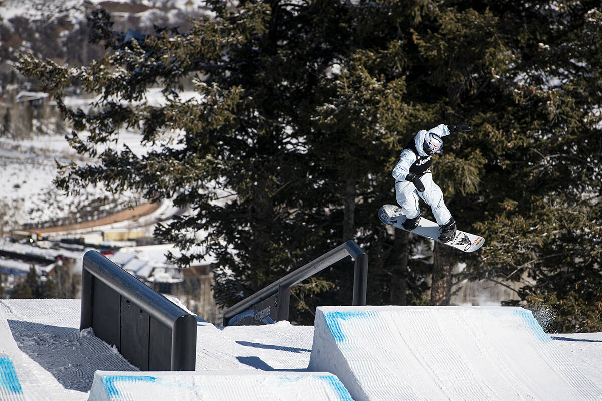 Canada’s Mark McMorris competes during the men’s snowboard slopestyle finals at the Winter X Games on Saturday, Jan. 22, 2022, at Buttermilk in Aspen, Colo. (Kelsey Brunner/The Aspen Times via AP)